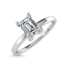 14K White Gold Lab Grown Diamond  1 1/2 Ct.Tw. Plain Shank Emerald Shape Hidden Halo Engagement Ring