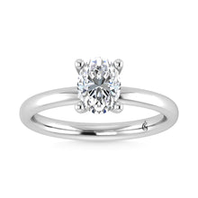 14K White Gold Lab Grown Diamond  1 Ct.Tw. Plain Shank Oval Shape Hidden Halo Engagement Ring