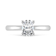 14K White Gold Lab Grown Diamond  1 Ct.Tw. Plain Shank Oval Shape Hidden Halo Engagement Ring