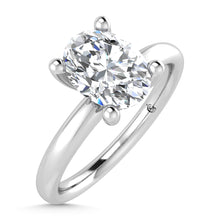 14K White Gold Lab Grown Diamond  1 Ct.Tw. Plain Shank Oval Shape Hidden Halo Engagement Ring