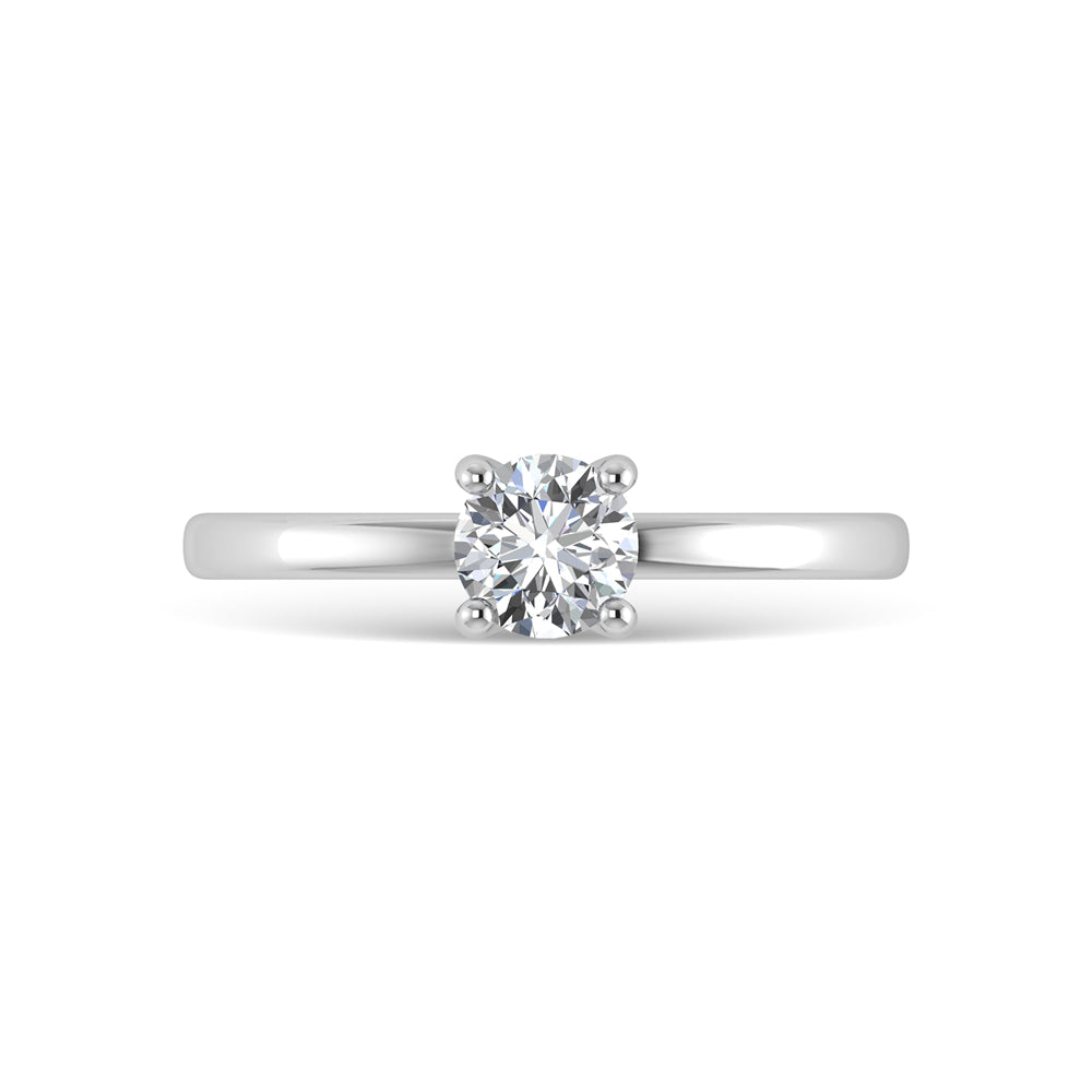 14K White Gold Lab Grown Diamond 1 Ct.Tw. Round Shape Hidden Halo Engagement Ring