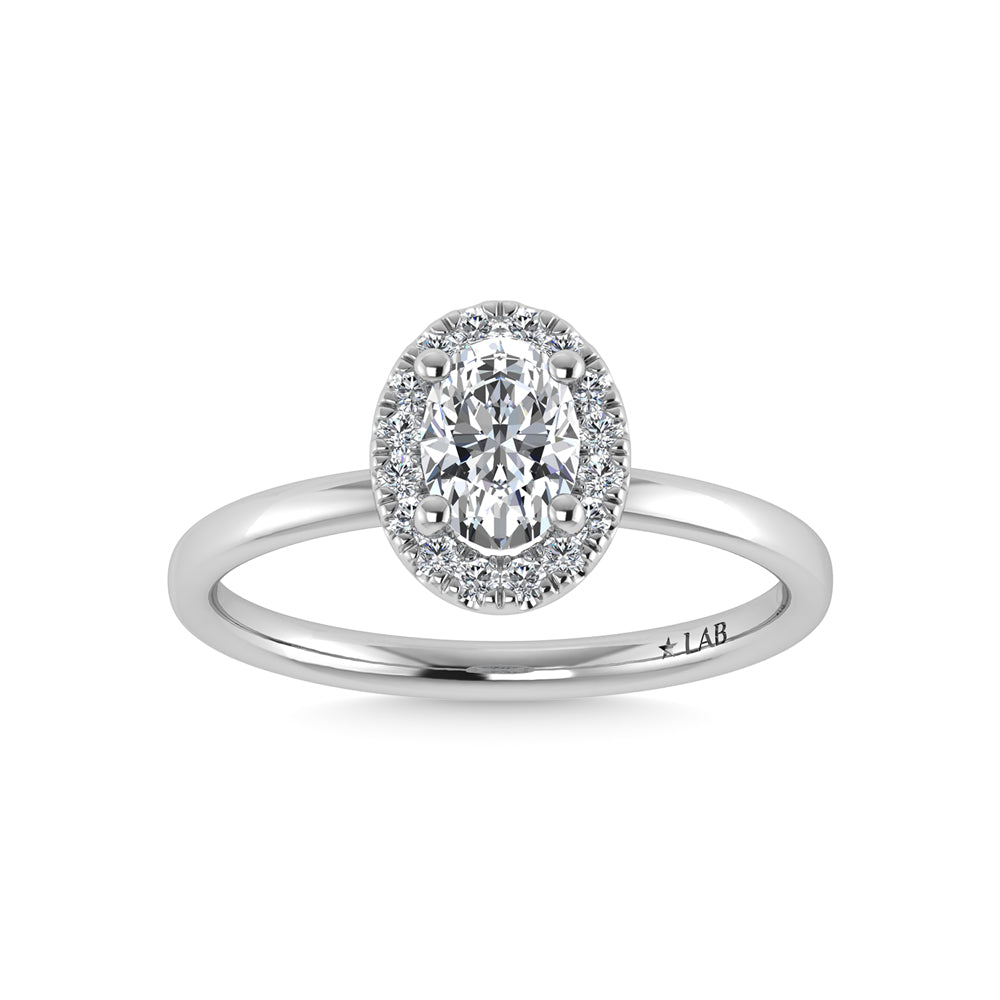 14K White Gold Lab Grown Diamond 1 1/6 Ct.Tw. Oval Shape Hidden Halo Engagement Ring