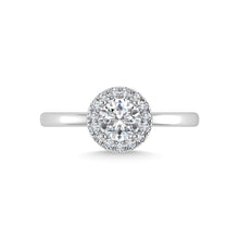 14K White Gold Lab Grown Diamond  1 1/6 Ct.Tw. Plain Shank Round Shape Halo Engagement Ring