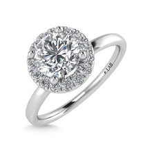 14K White Gold Lab Grown Diamond  1 1/6 Ct.Tw. Plain Shank Round Shape Halo Engagement Ring