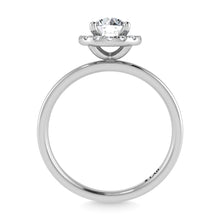 14K White Gold Lab Grown Diamond  1 1/6 Ct.Tw. Plain Shank Round Shape Halo Engagement Ring