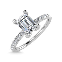 14K White Gold Lab Grown Diamond 1 1/5 Ct.Tw. Emerald Shape Hidden Halo Engagement Ring