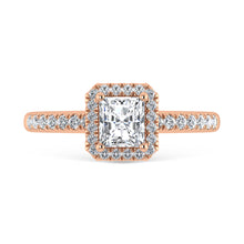 14K Rose Gold Lab Grown Diamond 1 Ct.Tw. Radiant Shape Halo Engagement Ring (Center 3/4 ct)