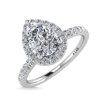 14K White Gold Lab Grown Diamond  1 1/4 Ct.Tw. Shank Pear Shape Halo Engagement Ring