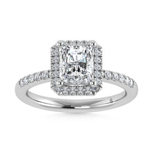14K White Gold Lab Grown Diamond 1 3/4 Ct.Tw. Radiant Shape Halo Engagement Ring  (Center 1 1/2 ct)