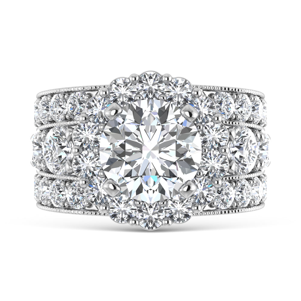 14K  White Gold Lab Grown Diamond 8 Ct.Tw.( 4 Ctw Center) Engagement Ring