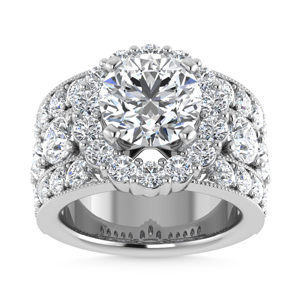14K  White Gold Lab Grown Diamond 4 Ct.Tw. ( 2 Ctw Center) Engagement Ring