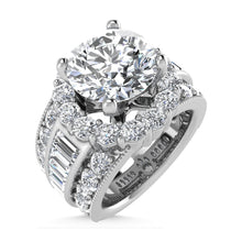14K  White Gold Lab Grown Round and Baguette Diamond 6 7/8 Ct.Tw. ( 4 Ctw Center) Engagement Ring