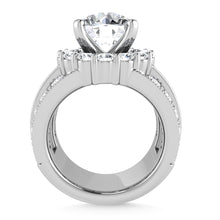 14K  White Gold Lab Grown Round and Baguette Diamond 6 7/8 Ct.Tw. ( 4 Ctw Center) Engagement Ring
