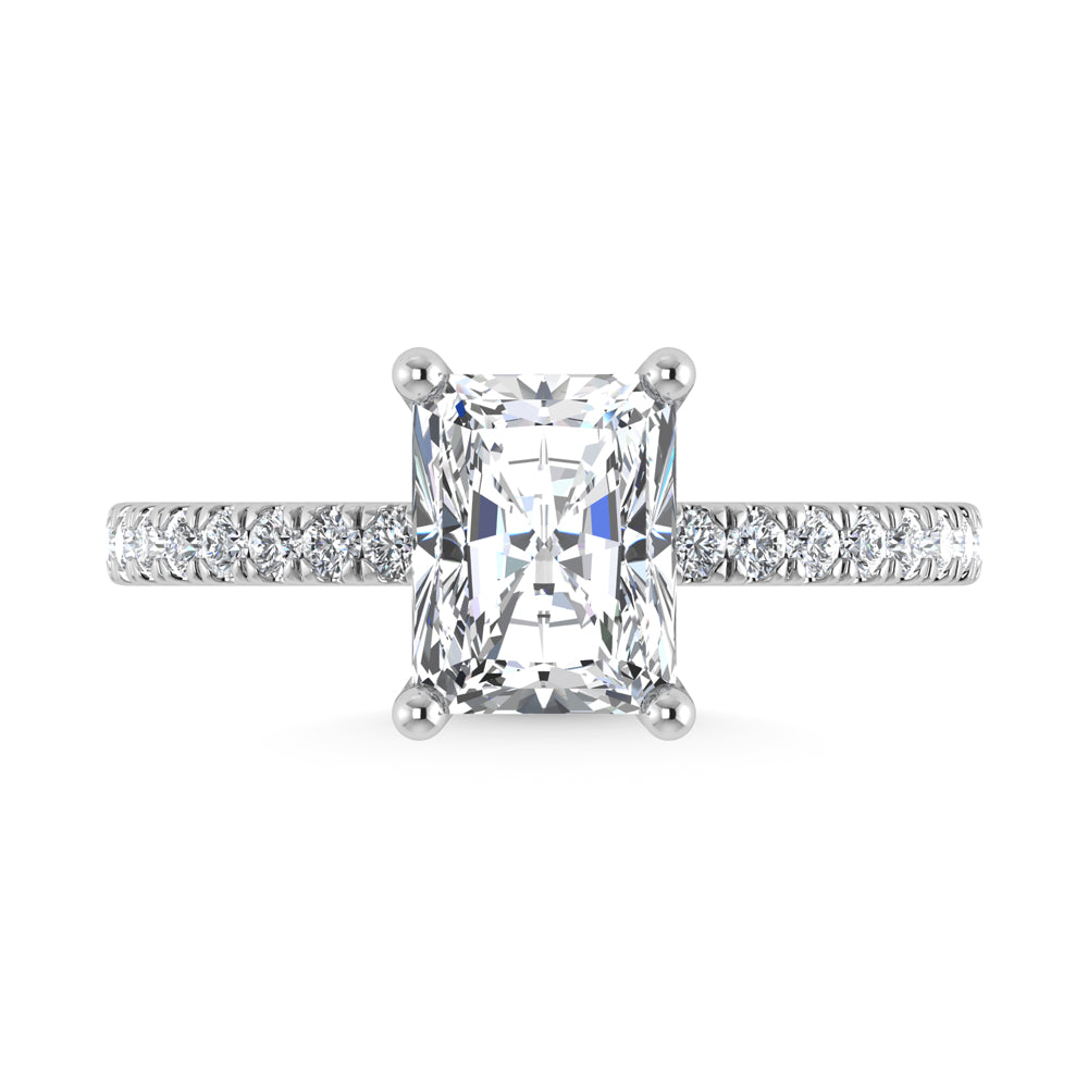 14K White Gold Lab Grown Diamond 1 7/8 Ct.Tw. Hidden Halo Engagement Ring (Center Radiant)