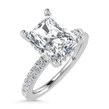 14K White Gold Lab Grown Diamond 3 1/2 Ct.Tw. Hidden Halo Engagement Ring (Center Radiant)