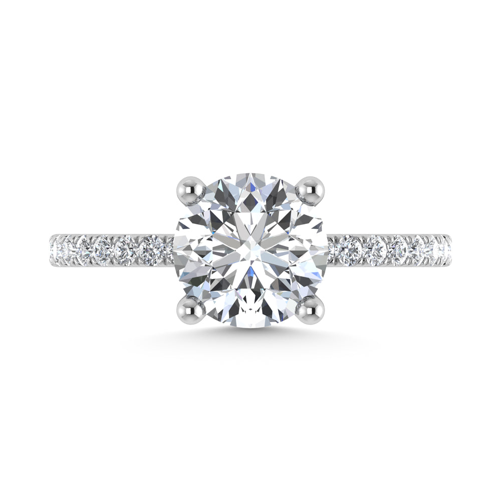 14K White Gold Lab Grown Diamond 3 1/2 Ct.Tw. Round Shape Halo Engagement Ring (Center 3 ct)