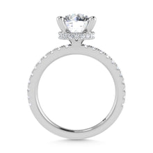 14K White Gold Lab Grown Diamond 3 1/2 Ct.Tw. Round Shape Halo Engagement Ring (Center 3 ct)