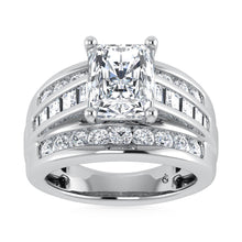 14K White Gold Lab Grown Diamond 3 7/8 Ct.Tw. Radiant Shape Engagement Ring (Center 3CT)