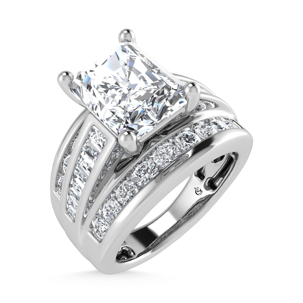 14K White Gold Lab Grown Diamond 3 7/8 Ct.Tw. Radiant Shape Engagement Ring (Center 3CT)