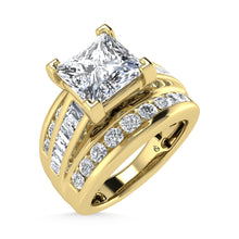 14K Yellow Gold Lab Grown Diamond 3 7/8 Ct.Tw. Princess Shape Engagement Ring (Center 3CT)