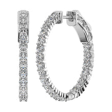 14K White Gold Lab Grown Diamond 1 3/4 Ct.Tw. In and Out Hoop Earrings