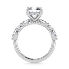 14K White Gold Lab Grown Diamond 3 5/8 Ct.Tw. Marquise and Round Shape Halo Engagement Ring (Center Round)