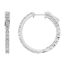 14K White Gold Lab Grown Diamond 1/2 Ct.Tw. In and Out Hoop Earrings - thediamondsq