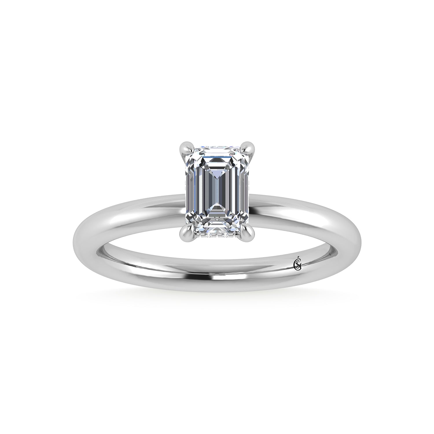 14K White Gold Lab Grown Diamond 1 1/20Ct.Tw. Emerald Shape Certified Engagement Ring (Center 1ct)