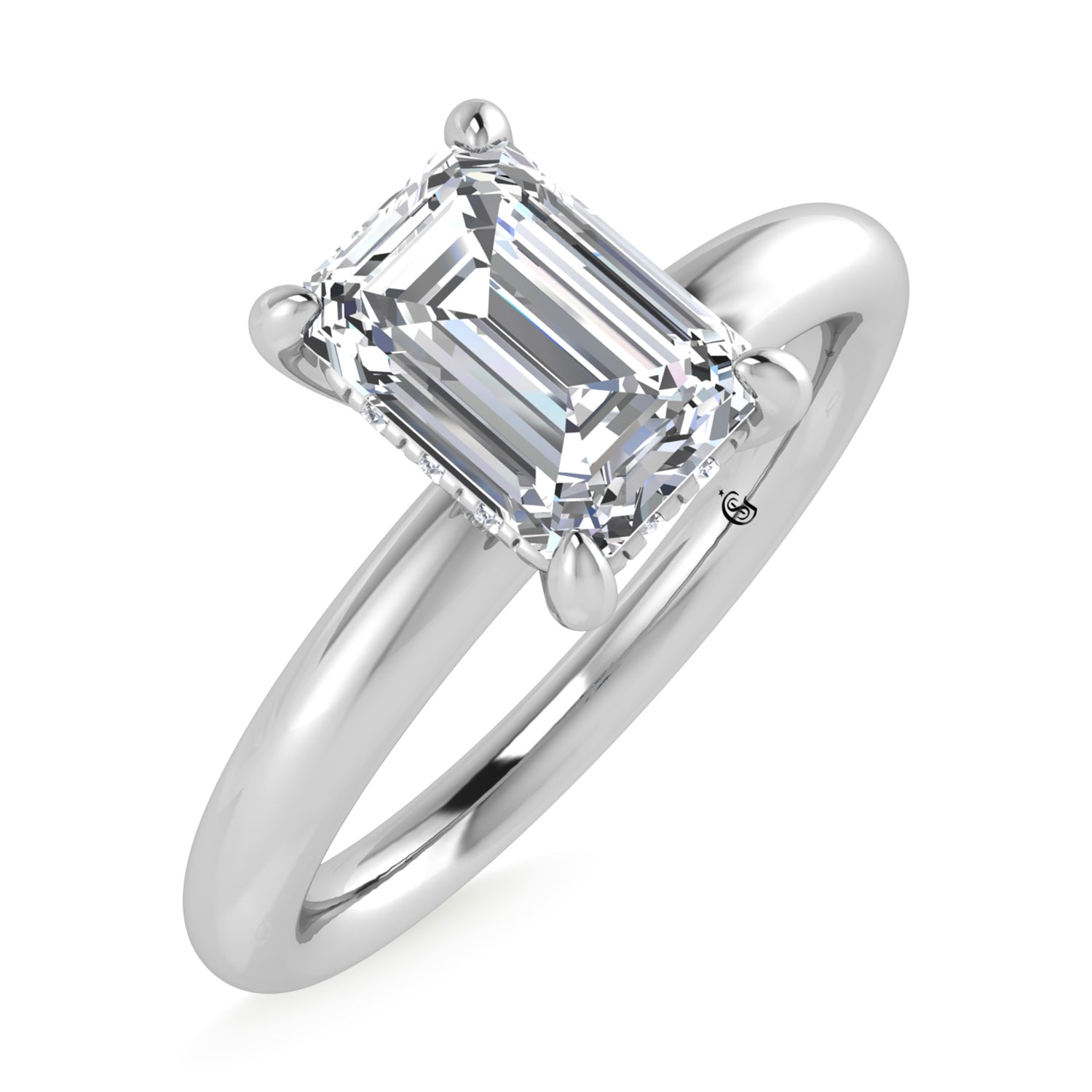 14K White Gold Lab Grown Diamond 1 1/20Ct.Tw. Emerald Shape Certified Engagement Ring (Center 1ct)