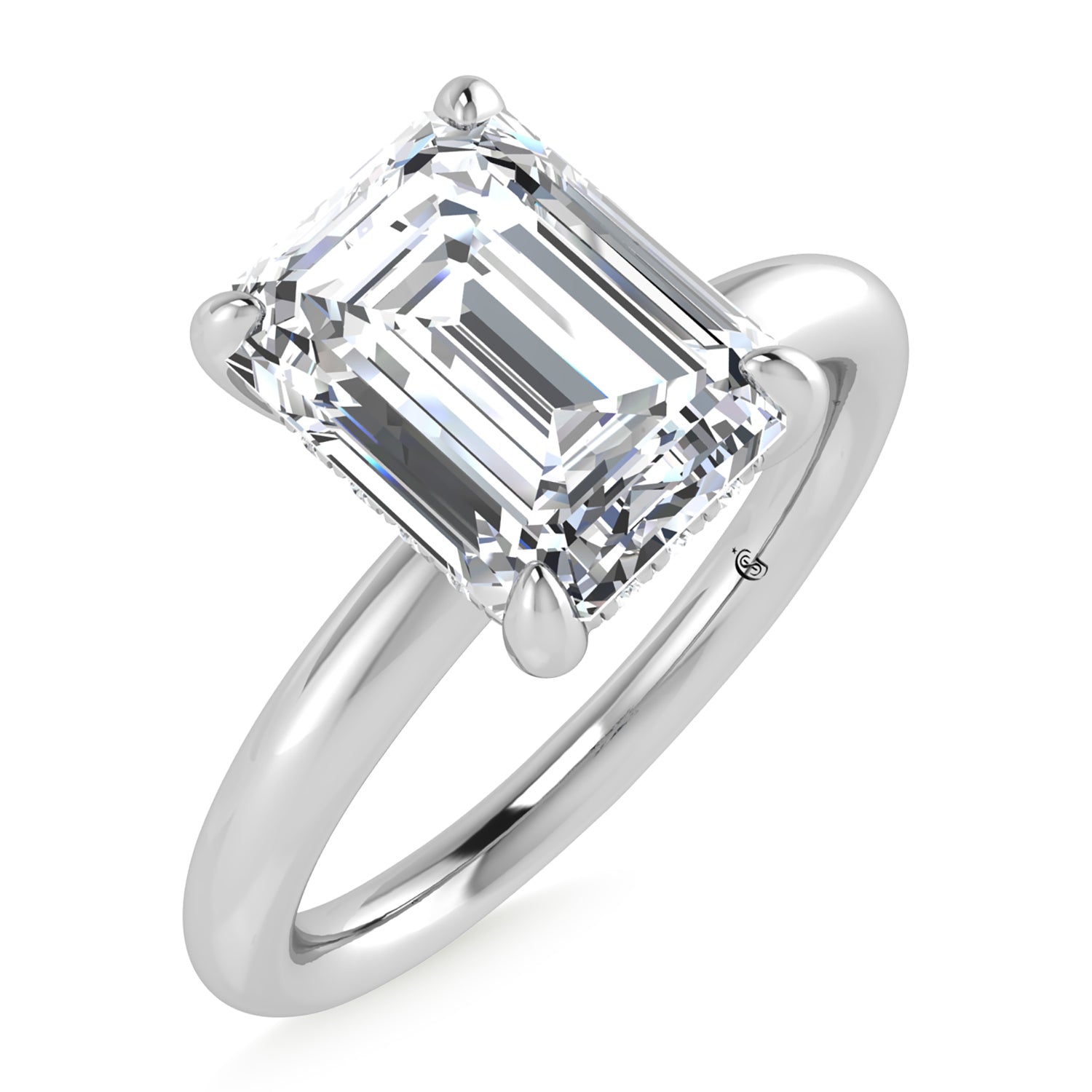 14K White Gold Lab Grown Diamond 2 1/20 Ct.Tw. Emerald Shape Certified Engagement Ring (Center 2ct)