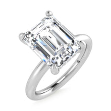 14K White Gold Lab Grown Diamond 3 1/20 Ct.Tw. Emerald Shape Certified Engagement Ring (Center 3ct)