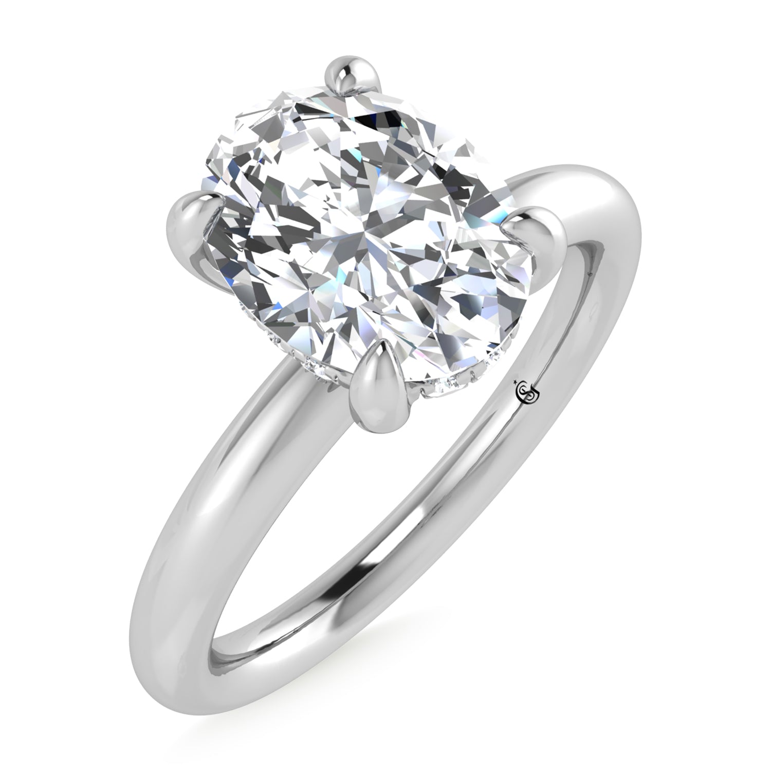 14K White Gold Lab Grown Diamond 1 1/2 Ct.Tw. Oval Shape Certified Engagement Ring (Center 1.5ct)