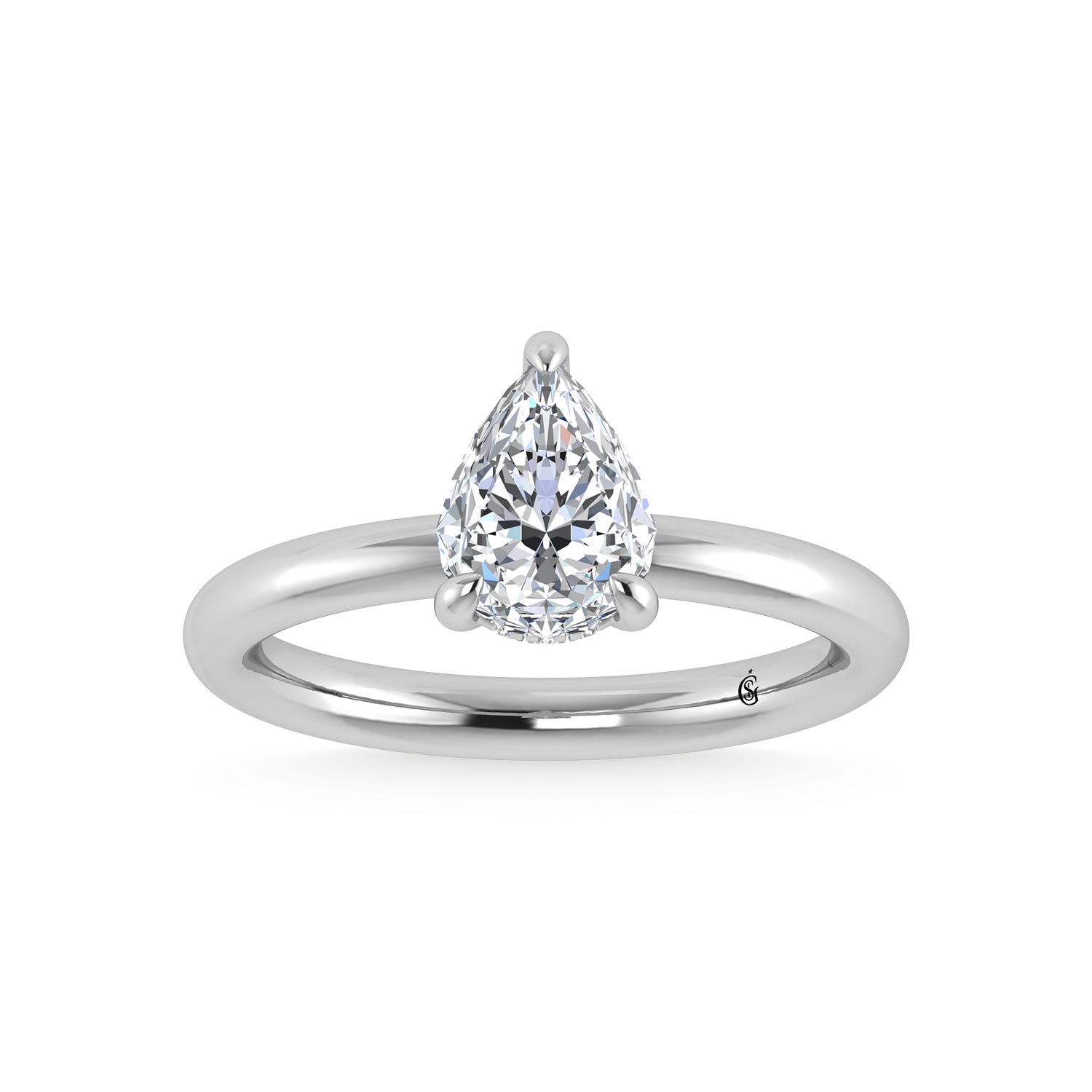 14K White Gold Lab Grown Diamond 1 1/2 Ct.Tw. Pear Shape Certified Engagement Ring (Center 1.5ct)