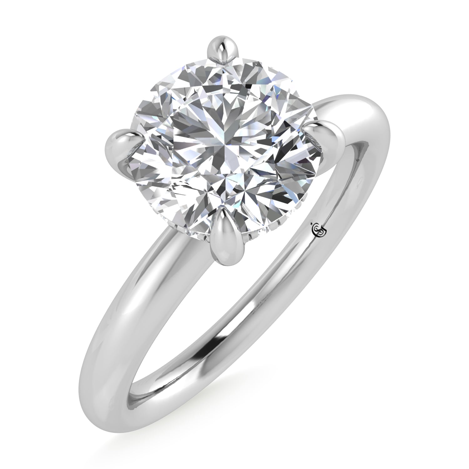 14K White Gold Lab Grown Diamond 1 1/2 Ct.Tw. Round Shape Certified Engagement Ring (Center 1.5ct)