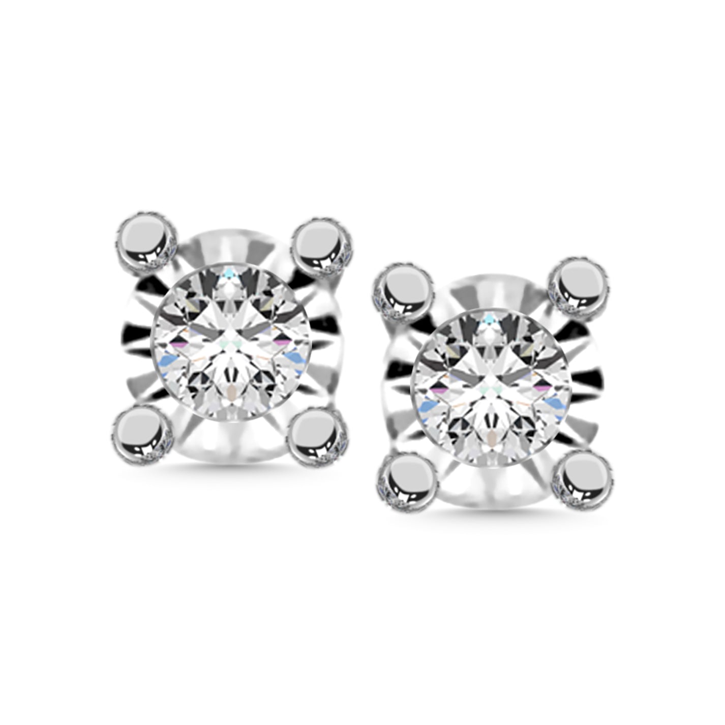 Sterling Silver Lab Grown Diamond 1/20 Ct.Tw. Illusion Stud Earrings