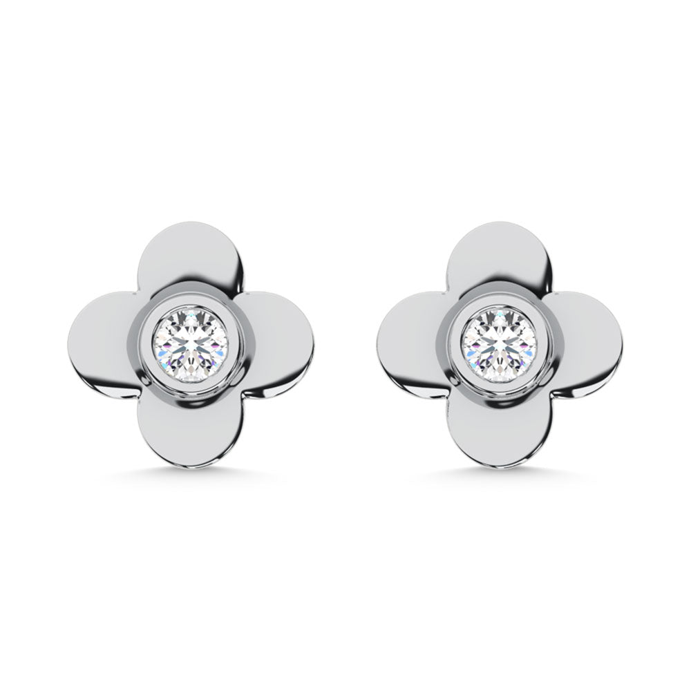 10K White Gold Lab Grown Diamond 1/10 Ct.Tw. Clover Earrings