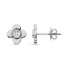 10K White Gold Lab Grown Diamond 1/10 Ct.Tw. Clover Earrings