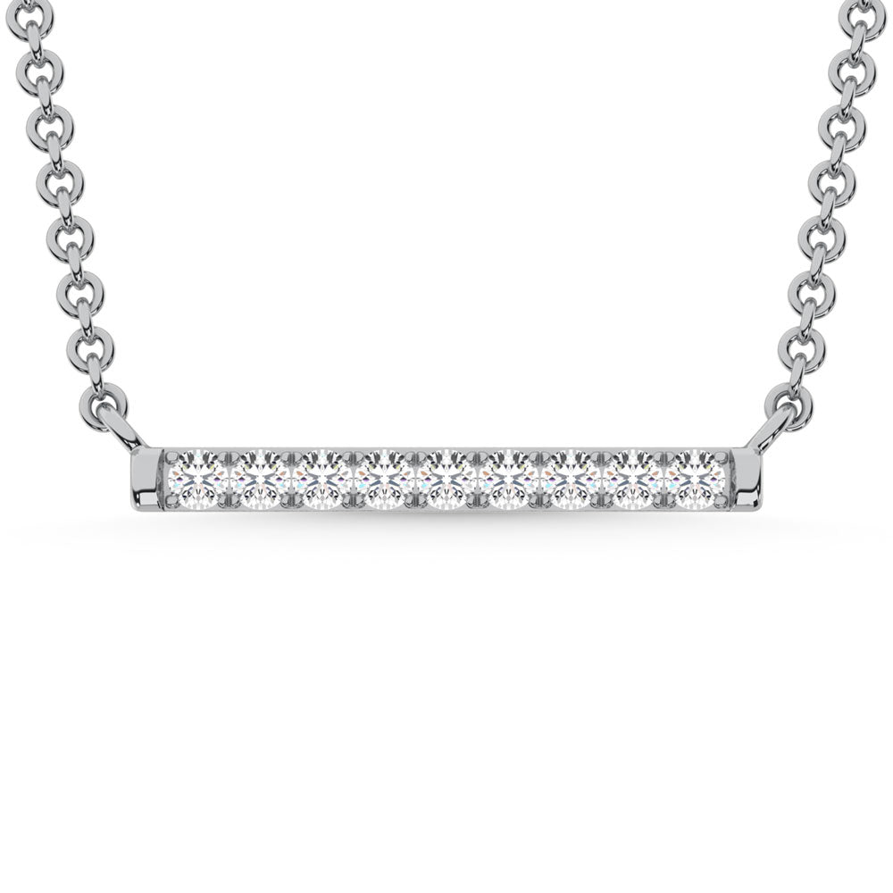10K White Gold Lab Grown Diamond 1/10 Ct.Tw. Bar Necklace