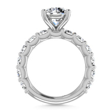 14K White Gold Lab Grown Diamond 5 3/8 Ct.Tw. Round Shape Three Fourth Way Engagement Ring With Center 3ct