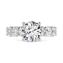 14K White Gold Lab Grown Diamond 6 1/5 Ct.Tw. Round Shape Three Fourth Way Engagement Ring With Center 3ct
