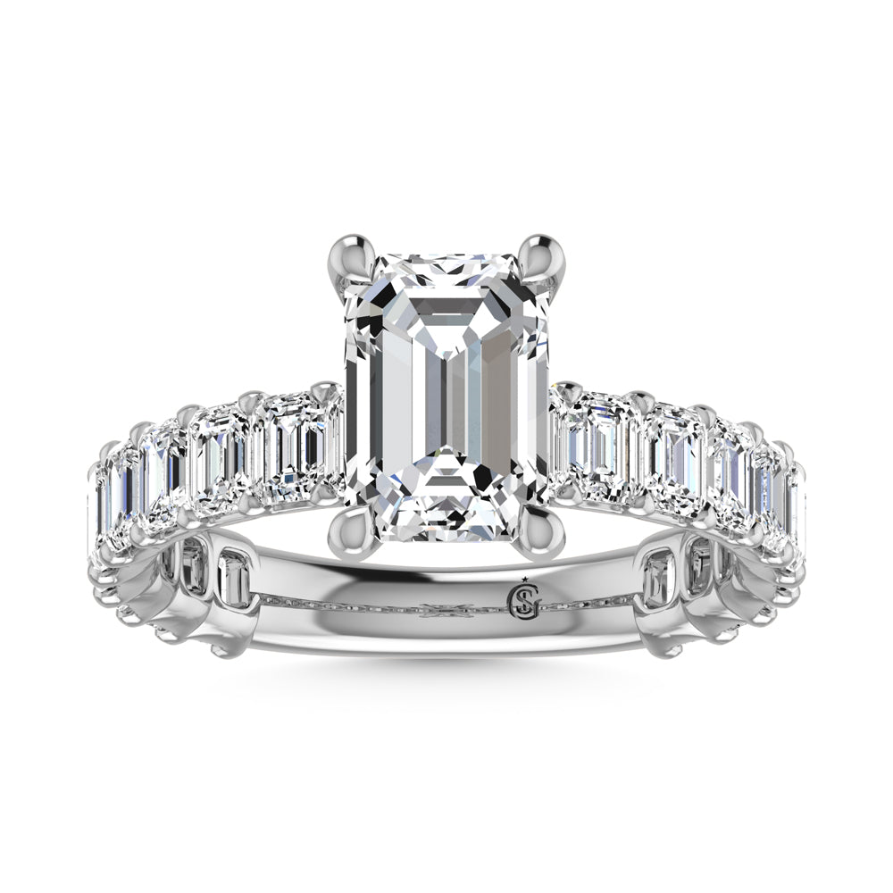 14K White Gold Diamond 2 Ct.Tw. Round Shape Three Fourth Way Semi Engagement Ring (1.5ct center)