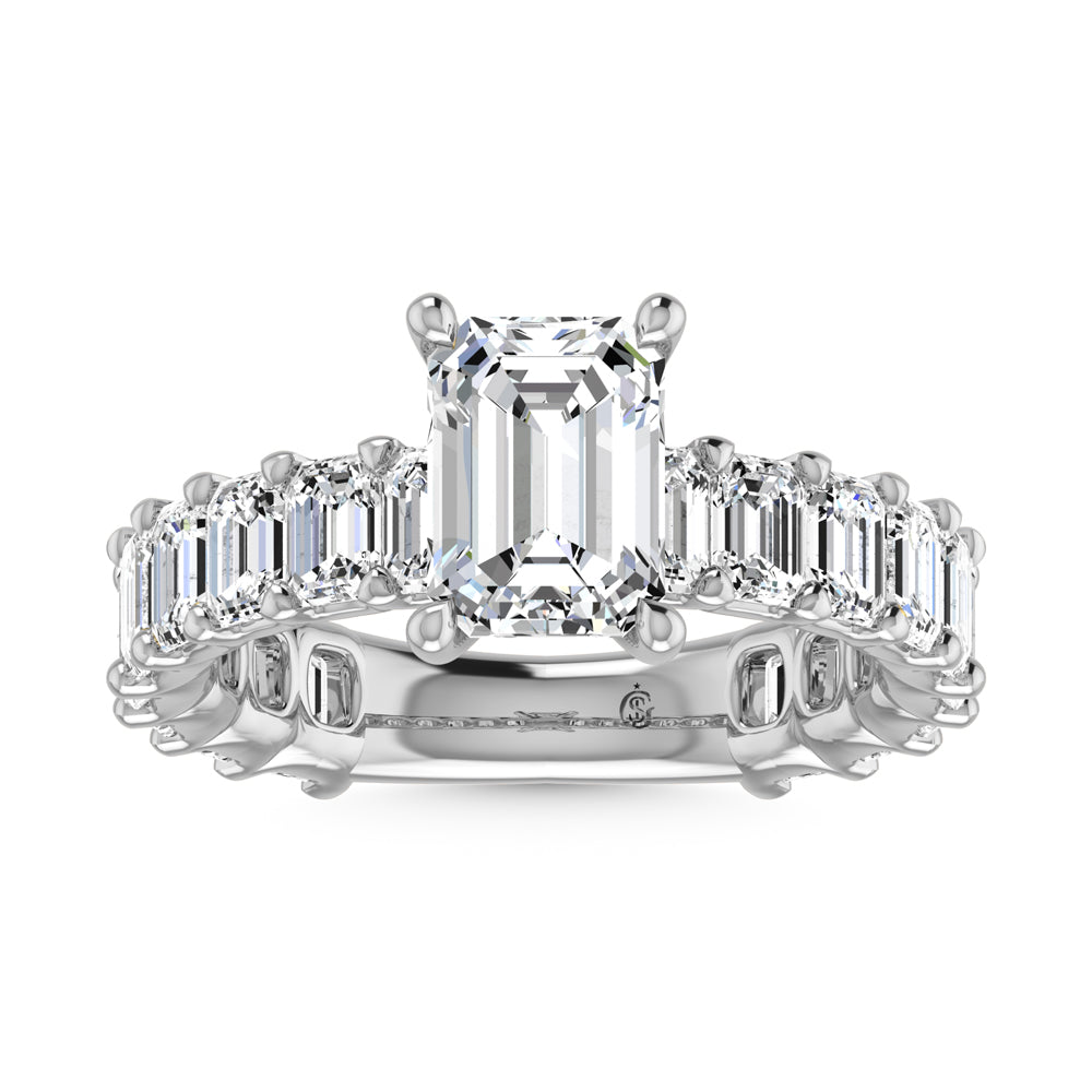 14K White Gold Diamond 3 5/8 Ct.Tw. Emerald Shape Three Forth Engagement Ring (Center 3 ctw)