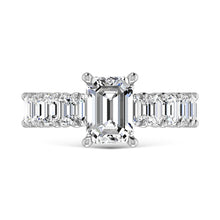 14K White Gold Diamond 3 5/8 Ct.Tw. Emerald Shape Three Forth Engagement Ring (Center 3 ctw)