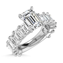 14K White Gold Diamond 4 1/2 Ct.Tw. Emerald Shape Three Forth Engagement Ring (Center 3 ctw)