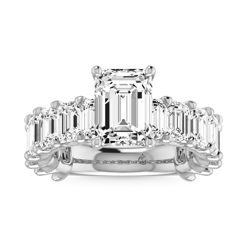 14K White Gold Diamond 4 1/2 Ct.Tw. Emerald Shape Three Forth Engagement Ring (Center 3 ctw)
