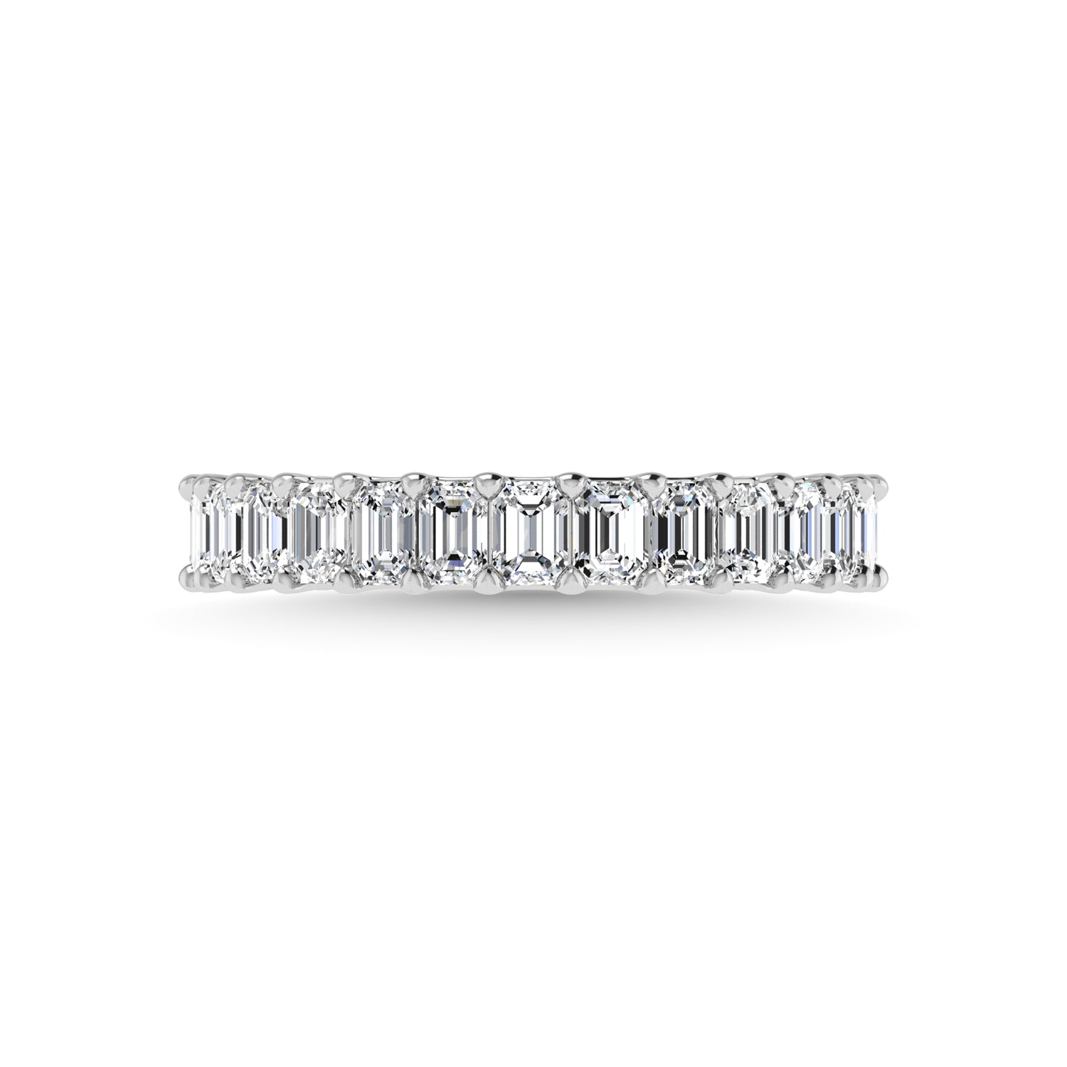 14K White Gold Diamond 2 Ct.Tw. Emerald Shape Three Fourth Wedding Band
