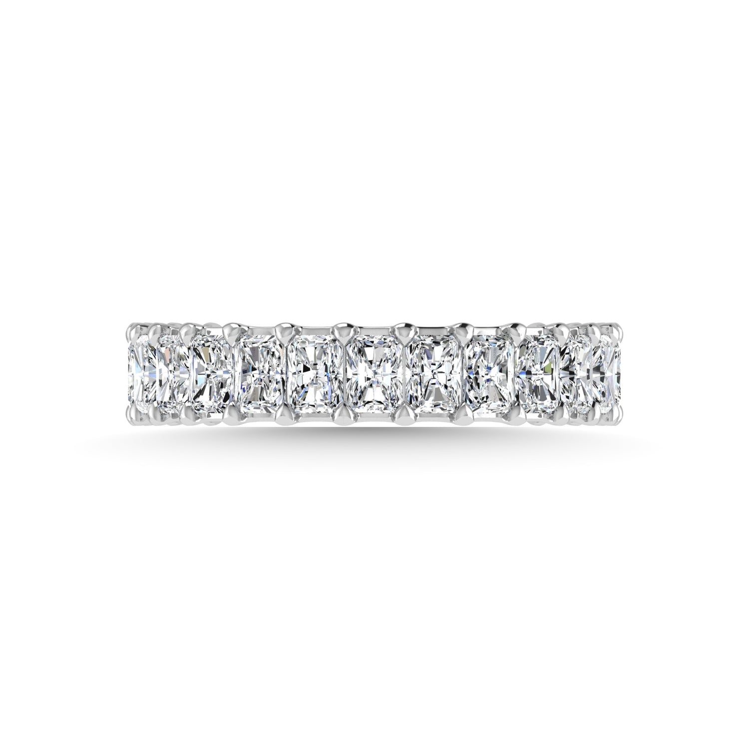 14K White Gold Diamond 2 7/8 Ct.Tw. Emerald Shape Three Fourth Wedding Band