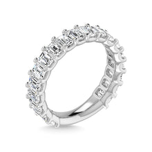 14K White Gold Diamond 3 3/4 Ct.Tw. Emerald Shape Three Fourth Wedding Band