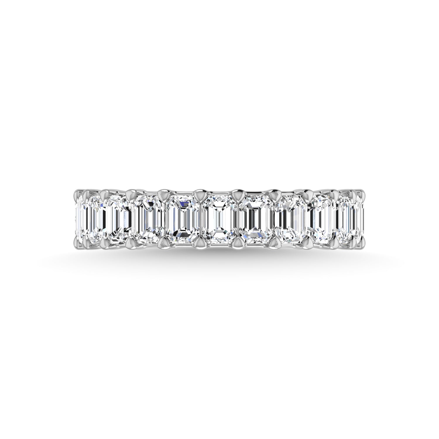 14K White Gold Diamond 3 3/4 Ct.Tw. Emerald Shape Three Fourth Wedding Band