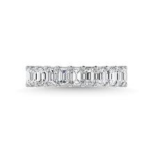 14K White Gold Diamond 3 3/4 Ct.Tw. Emerald Shape Three Fourth Wedding Band